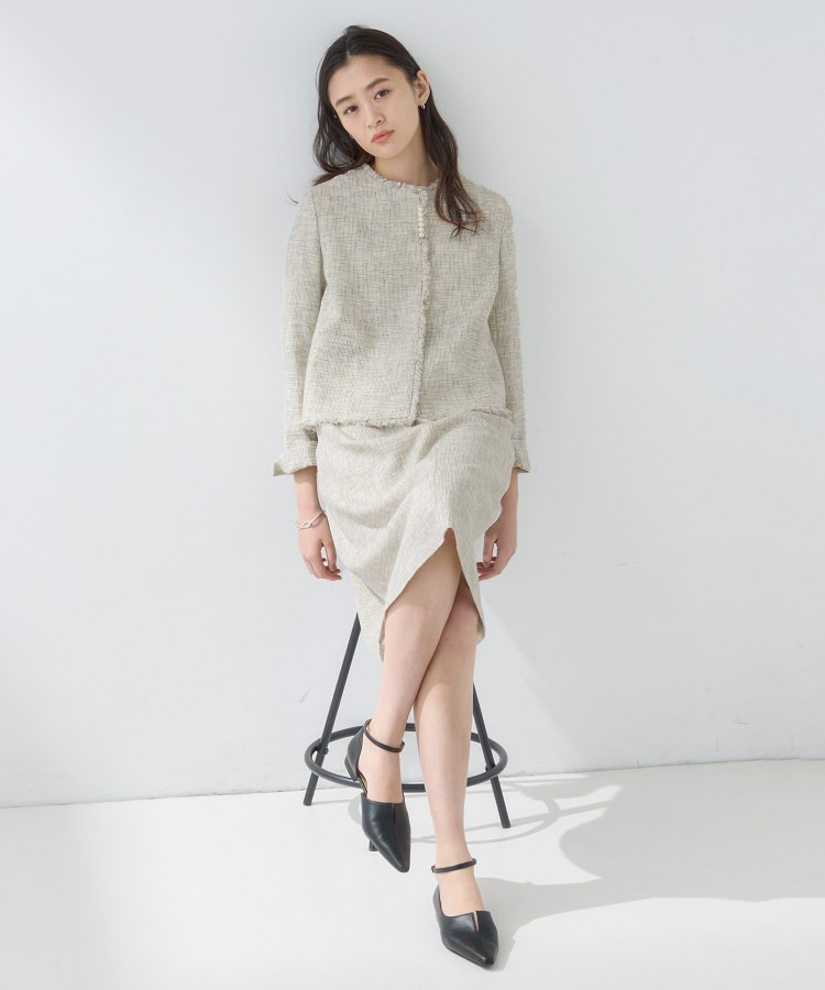 【軽量/セレモニー/SETUP可能】ストレッチツイードAラインワンピース5