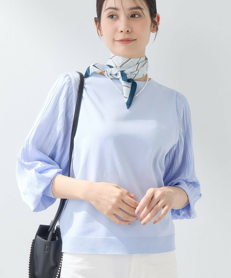 【洗える／華やか】袖プリーツニット