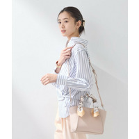 【ミドルサイズ／合皮／ショルダー付】スタッズ風メタルバッグ