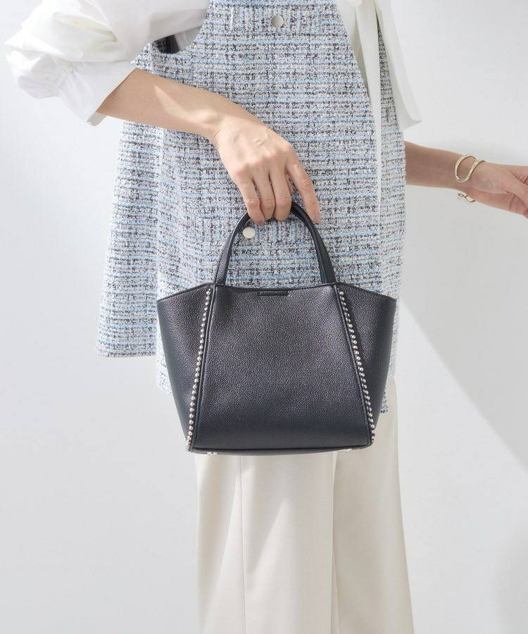 【ミドルサイズ/合皮/ショルダー付】スタッズ風メタルバッグ2