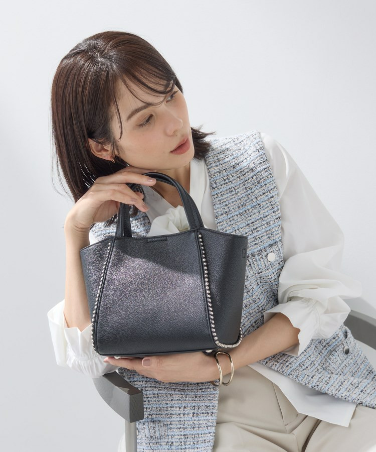 【ミドルサイズ/合皮/ショルダー付】スタッズ風メタルバッグ1