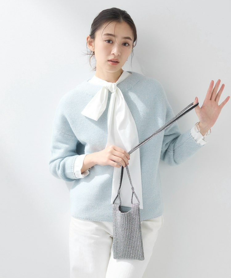 【大人ラメ/スマホ入れ】ニット素材ミニポシェット1