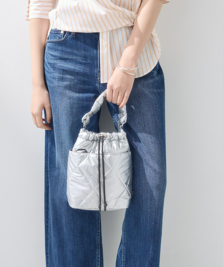 【大人カジュアル／ショルダー付】ふかふか巾着バッグ