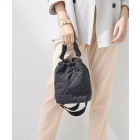 【大人カジュアル／ショルダー付】ふかふか巾着バッグ