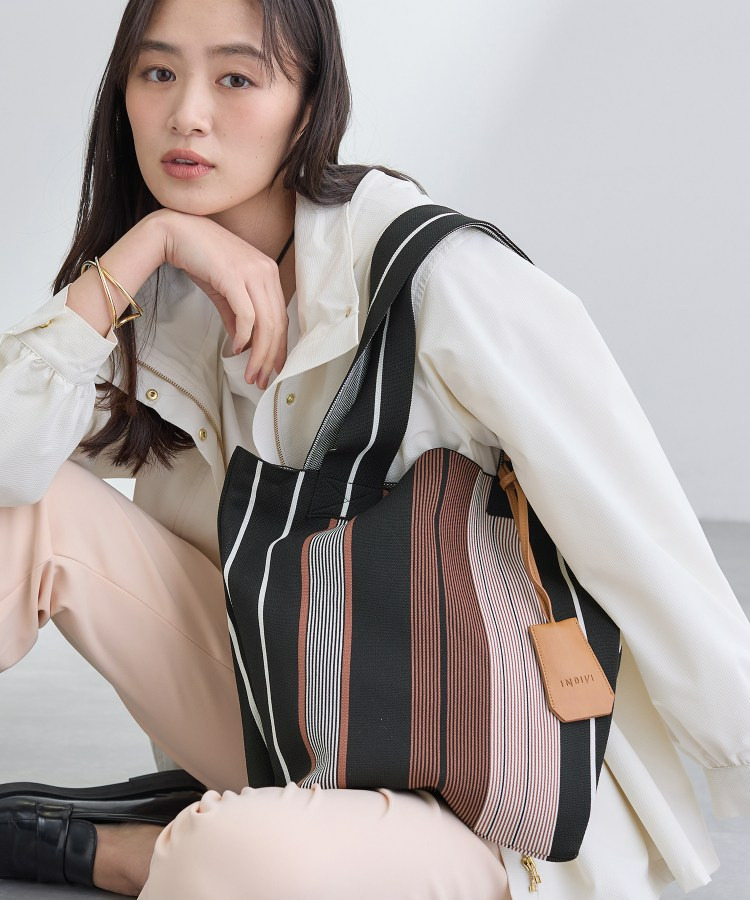 【WEB限定カラー／A4収納】柄ニットバッグ