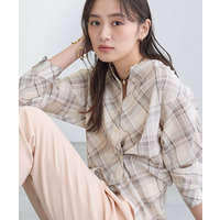 【2WAY／シアー】バイアスチェック柄＆無地 カシュクールシャツ