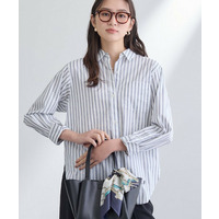 【2WAY／洗える】ラメストライプ コットン混シャツ