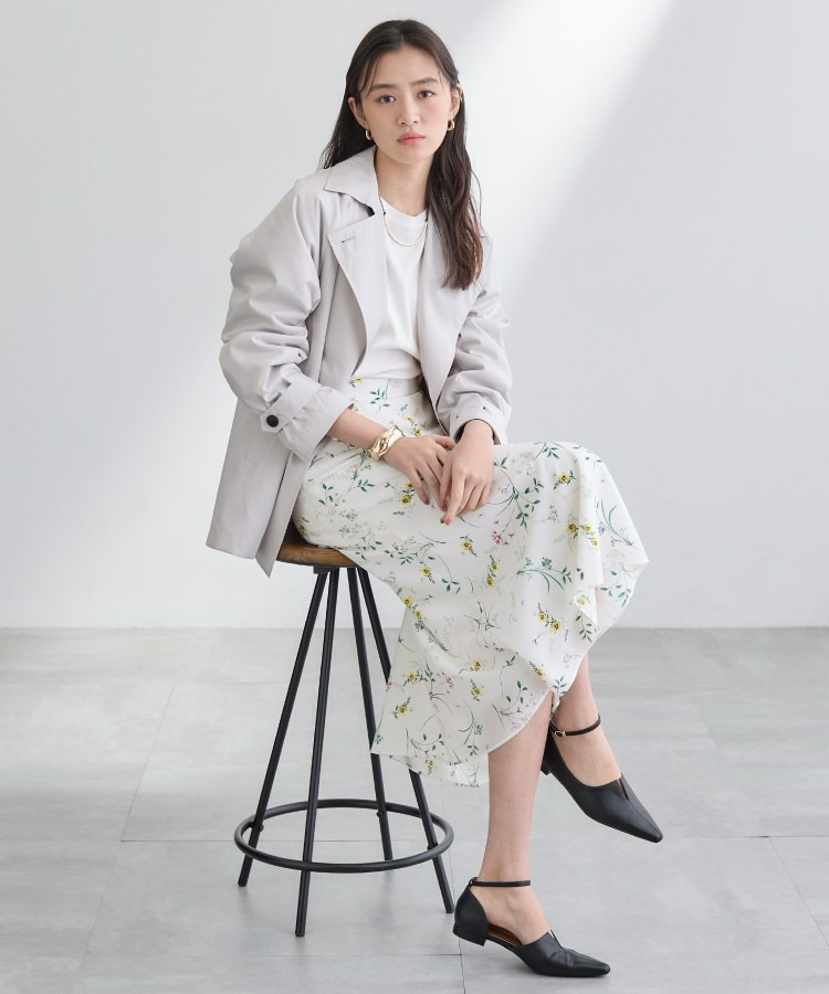 【SETUP可能】モダンフラワー柄フレアスカート5