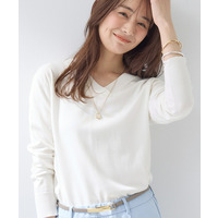 【シルク混】きれいめVネックニット