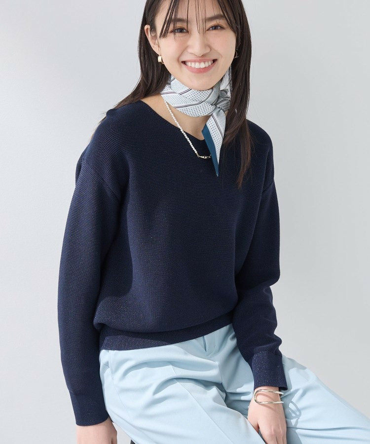 【洗える／軽量】きらめきVネックニット