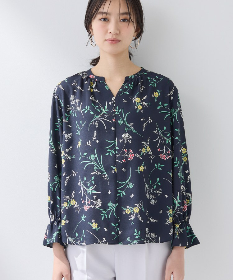 【SETUP可能】モダンフラワー柄キャンディスリーブブラウス11