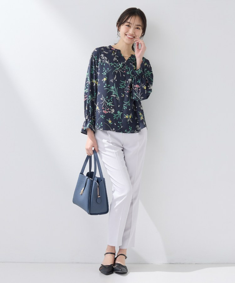 【SETUP可能】モダンフラワー柄キャンディスリーブブラウス8