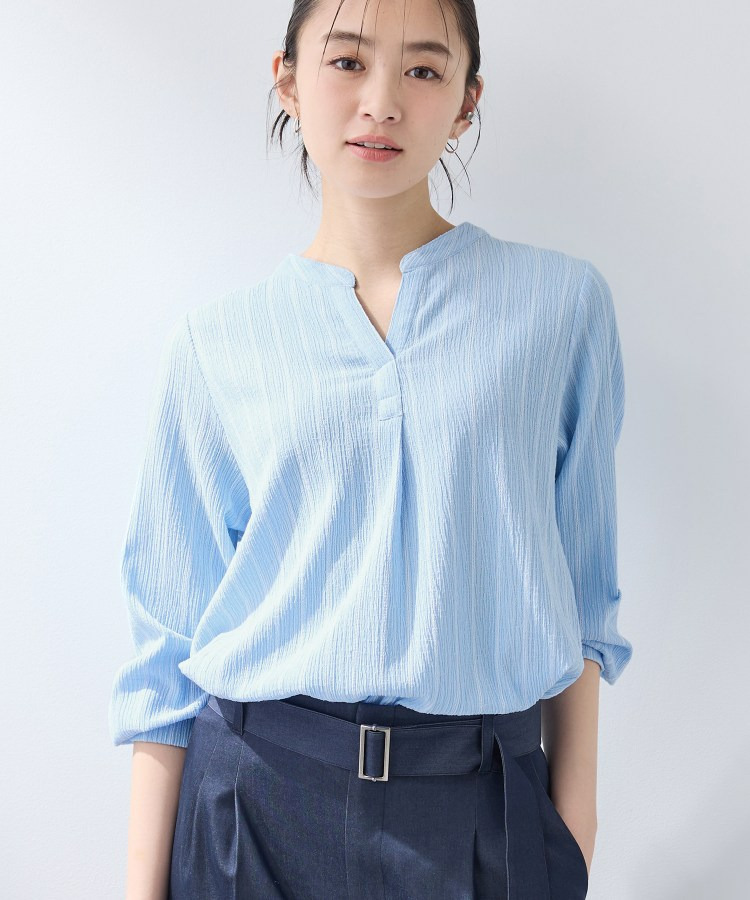 【洗える/着心地楽ちん】ブラウス風ストライプカットソートップス11