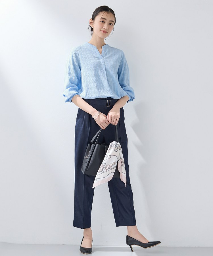 【洗える/着心地楽ちん】ブラウス風ストライプカットソートップス13