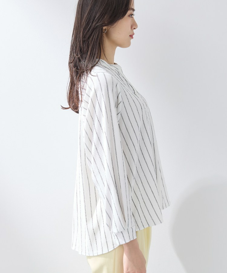 【洗える/着心地楽ちん】ブラウス風ストライプカットソートップス16