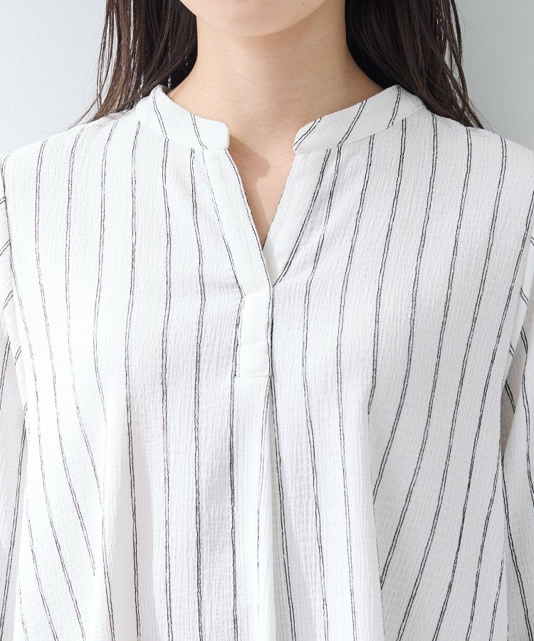 【洗える/着心地楽ちん】ブラウス風ストライプカットソートップス18