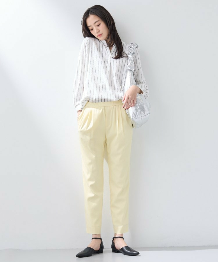 【洗える/着心地楽ちん】ブラウス風ストライプカットソートップス4