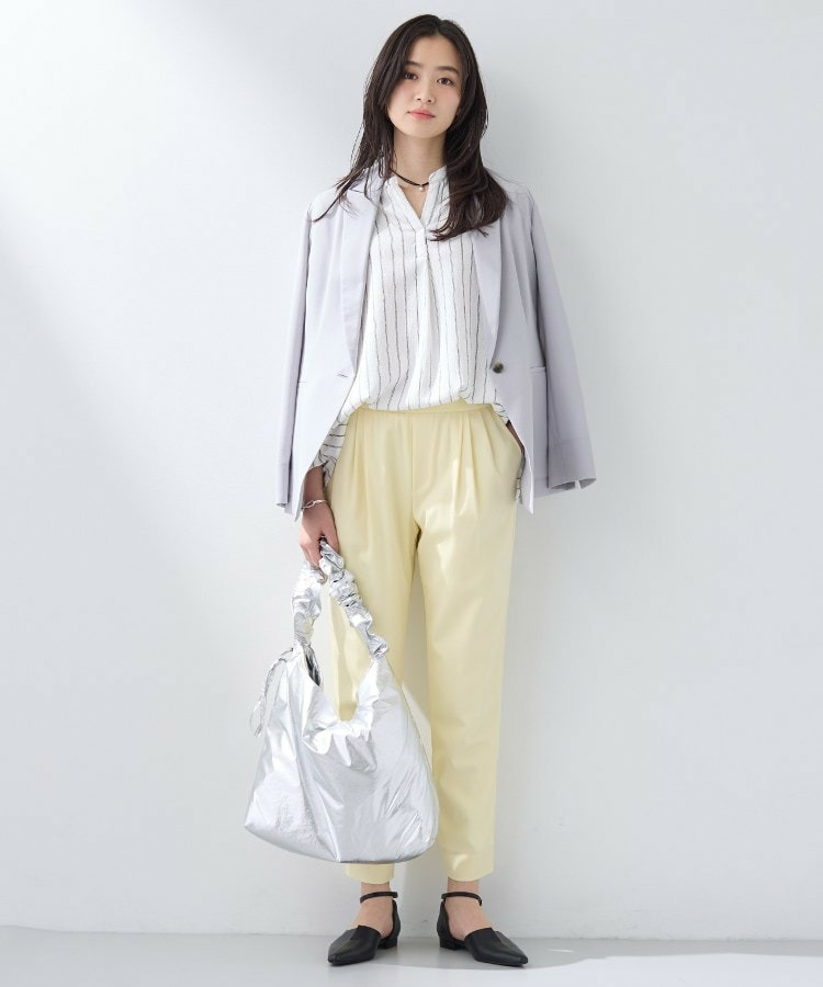 【洗える/着心地楽ちん】ブラウス風ストライプカットソートップス5