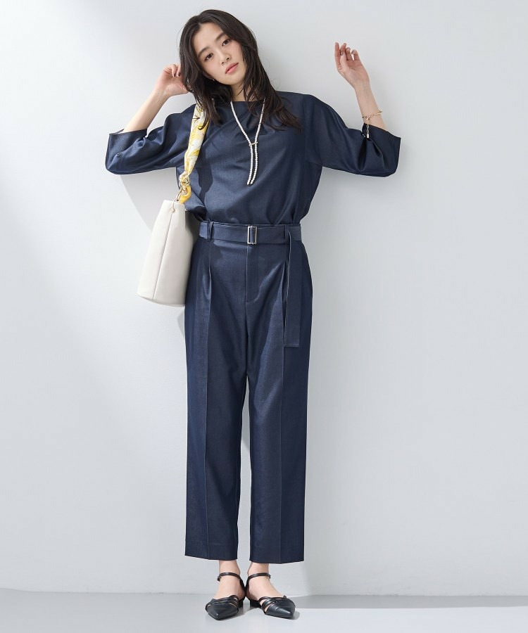 【洗える/UVケア/SETUP可能】デニムライクテーパードパンツ13