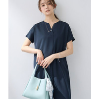 【洗える／UVケア／麻調】スキッパーワンピース