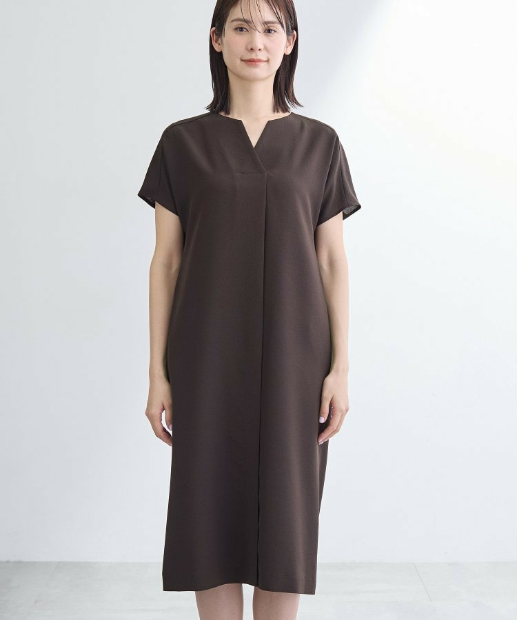 【洗える/UVケア/麻調】スキッパーワンピース19