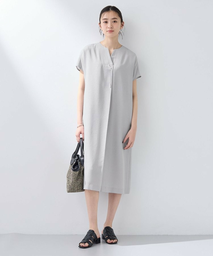 【洗える/UVケア/麻調】スキッパーワンピース4