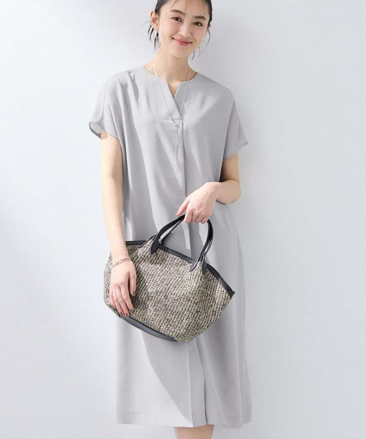 【洗える/UVケア/麻調】スキッパーワンピース1