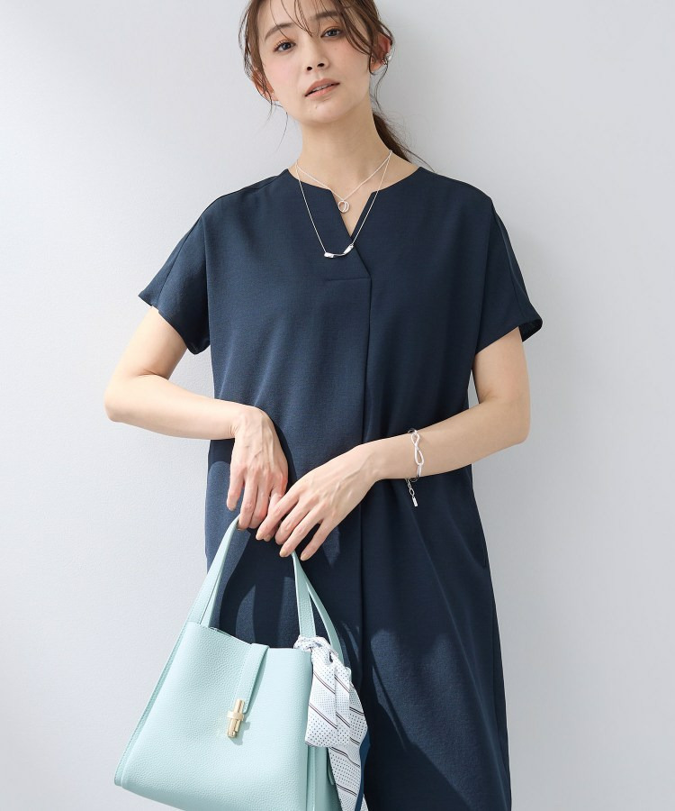 【洗える/UVケア/麻調】スキッパーワンピース1