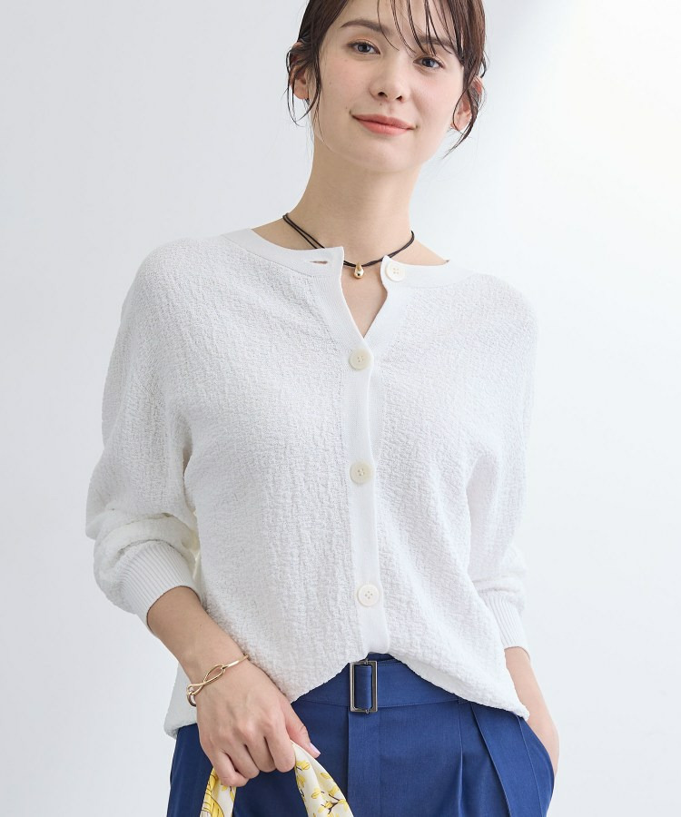 【前後2WAY／洗える】凹凸編地カーディガンニット