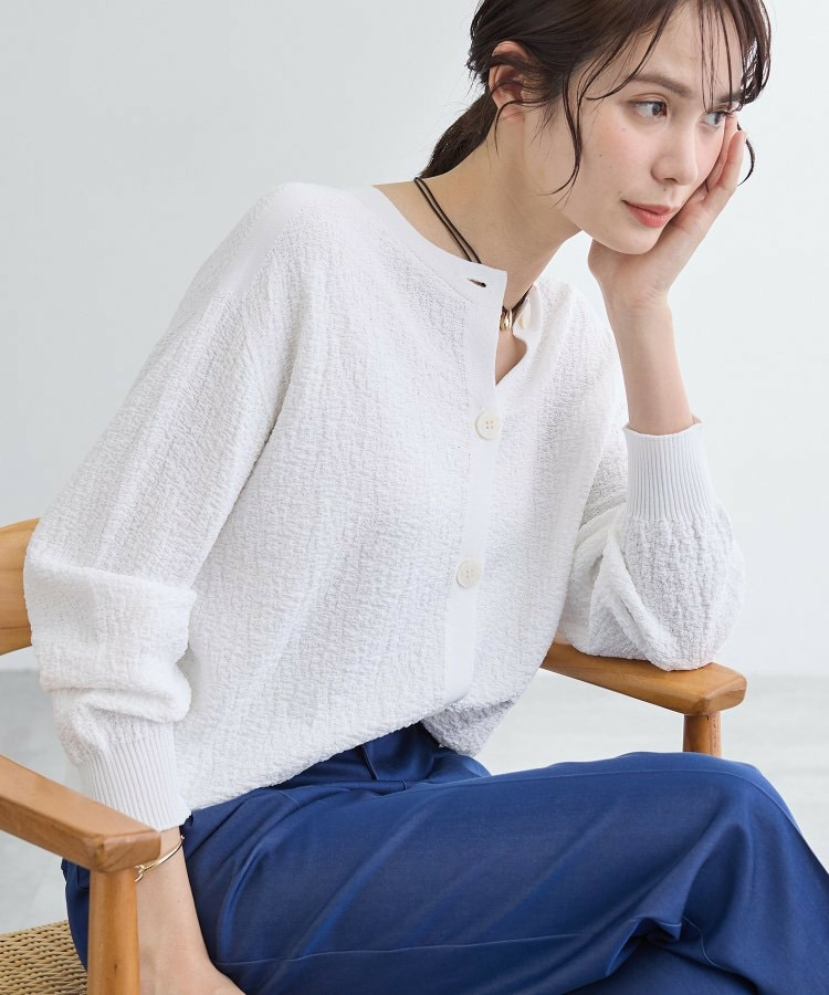 【前後2WAY/洗える】凹凸編地カーディガンニット3