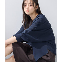 【洗える／UVケア／マットサテン】Vネックドルマンスリーブブラウス