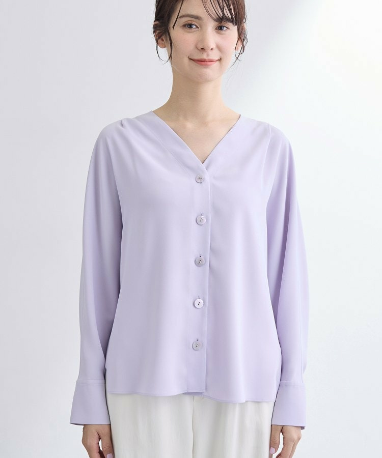 【洗える/UVケア/マットサテン】Vネックドルマンスリーブブラウス15