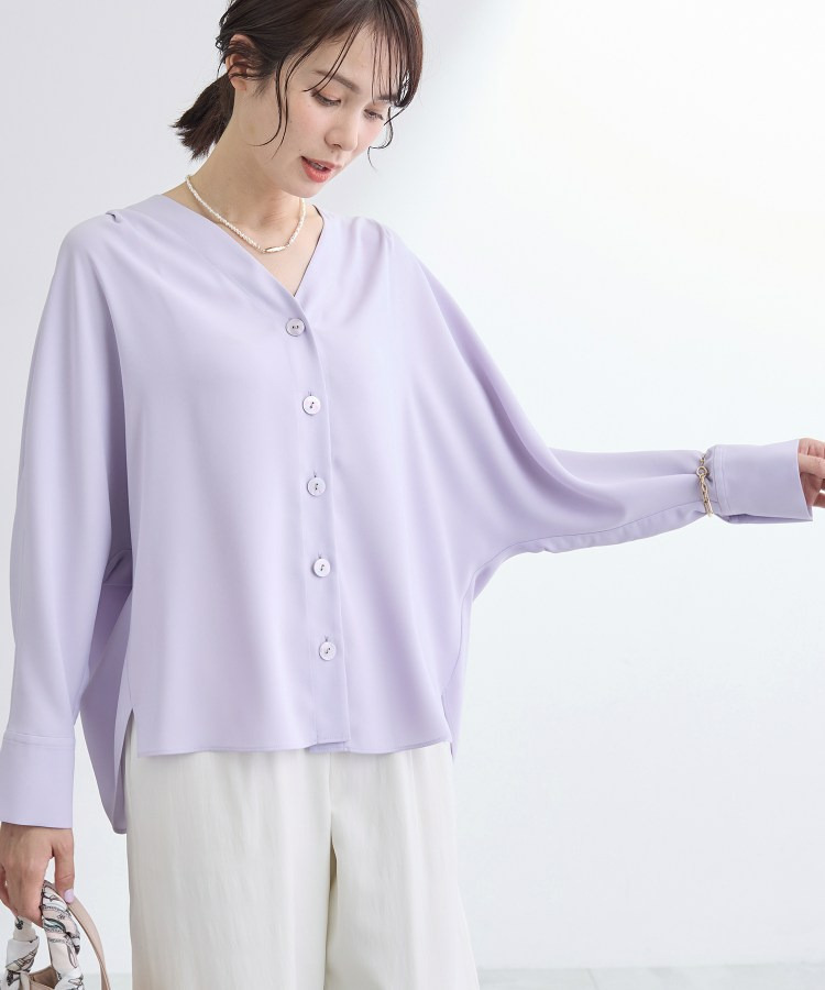 【洗える/UVケア/マットサテン】Vネックドルマンスリーブブラウス7