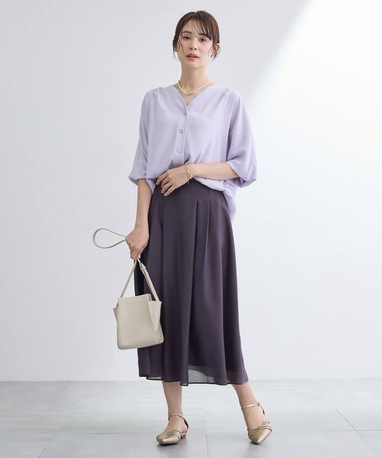 【洗える/UVケア/マットサテン】Vネックドルマンスリーブブラウス9