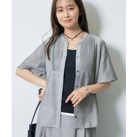 【洗える】シアーシャンブレーピンタックブラウス