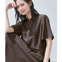 【洗える】シアーシャンブレーピンタックブラウス