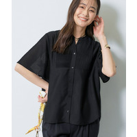 【洗える】シアーシャンブレーピンタックブラウス