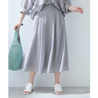 【洗える／SETUP可能】シアーシャンブレータックフレアスカート