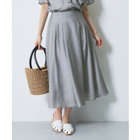 【洗える／SETUP可能】シアーシャンブレータックフレアスカート