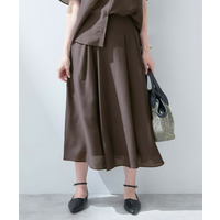 【洗える／SETUP可能】シアーシャンブレータックフレアスカート