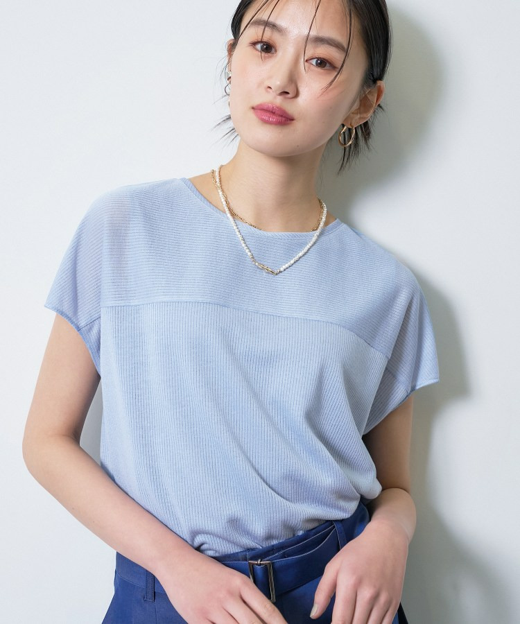 【洗える／アンサンブル可能】シアースストライプトップス