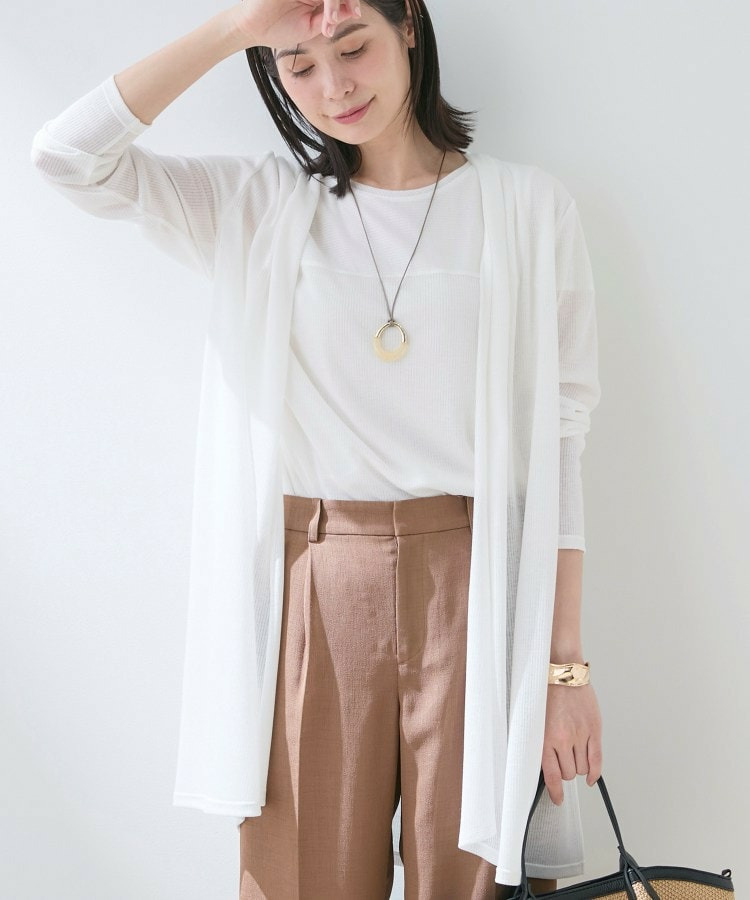 【洗える/アンサンブル可能】シアースストライプカーディガン1