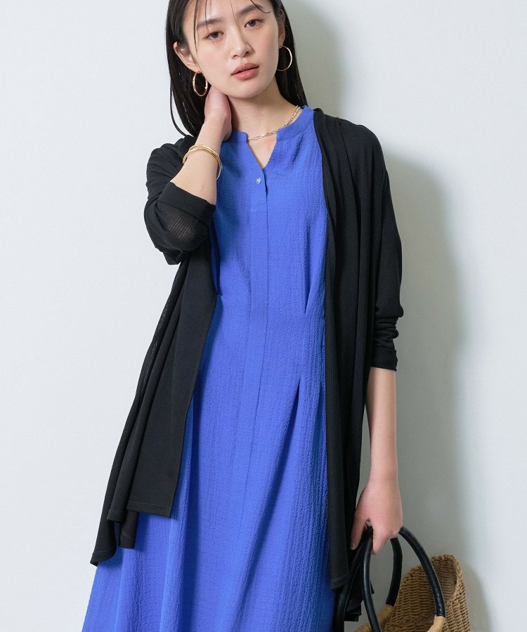 【洗える/アンサンブル可能】シアースストライプカーディガン1