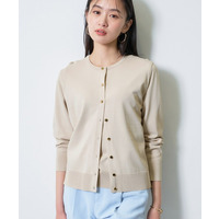 【UVケア/接触冷感／アンサンブル】丸首カーディガン＆袖スリット5分袖ニット