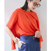 【UVケア/接触冷感／アンサンブル】丸首カーディガン＆袖スリット5分袖ニット