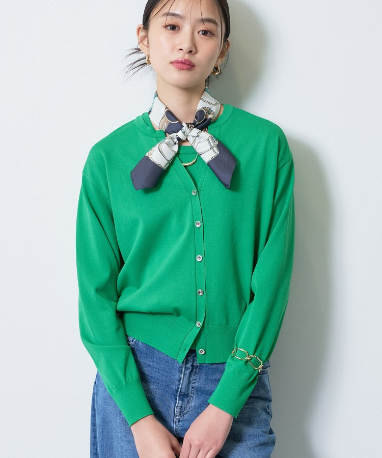 【洗える／アンサンブル】衿あきカーディガン＆パフスリーブニット