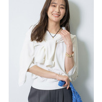 【UVケア/接触冷感／アンサンブル】衿あきカーディガン＆パフスリーブニット