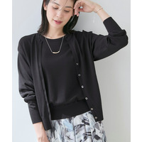 【UVケア/接触冷感／アンサンブル】衿あきカーディガン＆パフスリーブニット