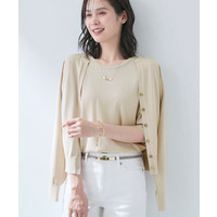 【UVケア/接触冷感／アンサンブル】衿あきカーディガン＆パフスリーブニット