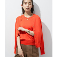 【UVケア/接触冷感／アンサンブル】衿あきカーディガン＆パフスリーブニット